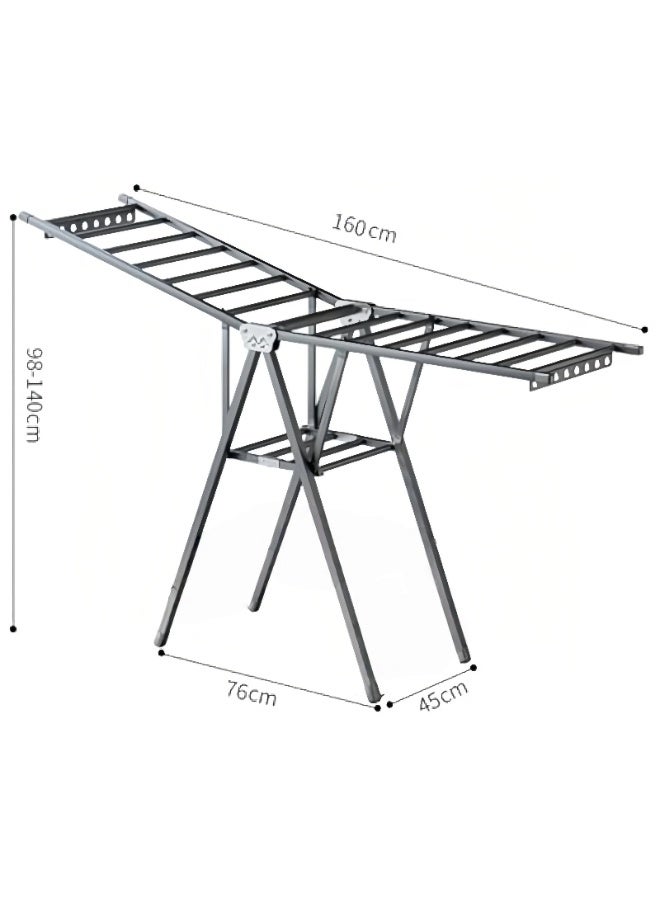 POWER Indoor stainless steel clothes drying rack foldable floor rack widened balcony simple wing-shaped large clothes drying rack - Image 2